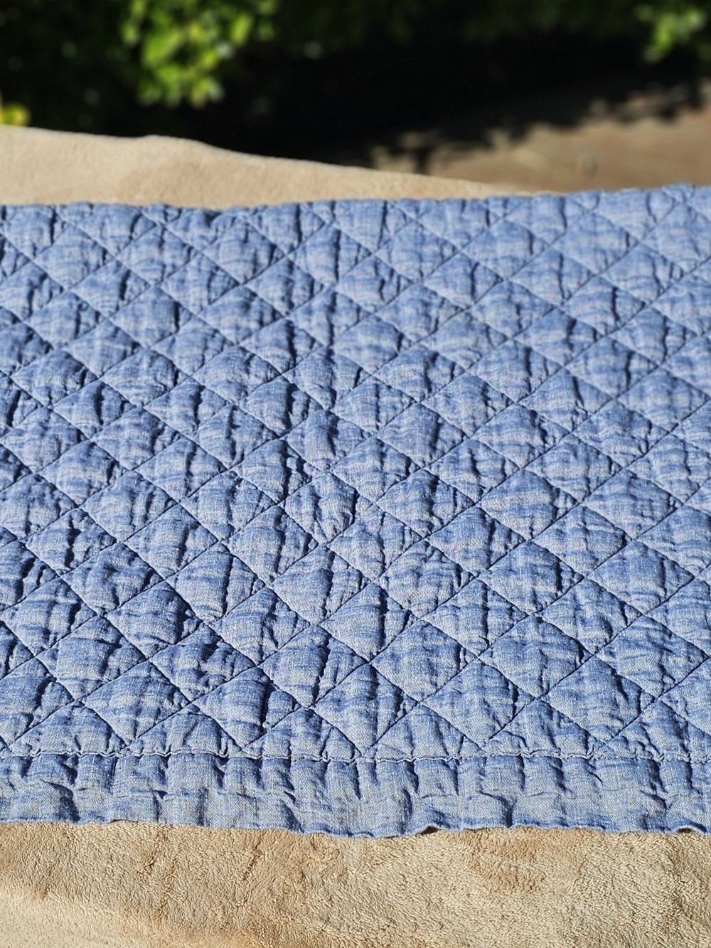 Pottery Barn Kids Chambray/Denim Blue Quilted Toddler Blanket